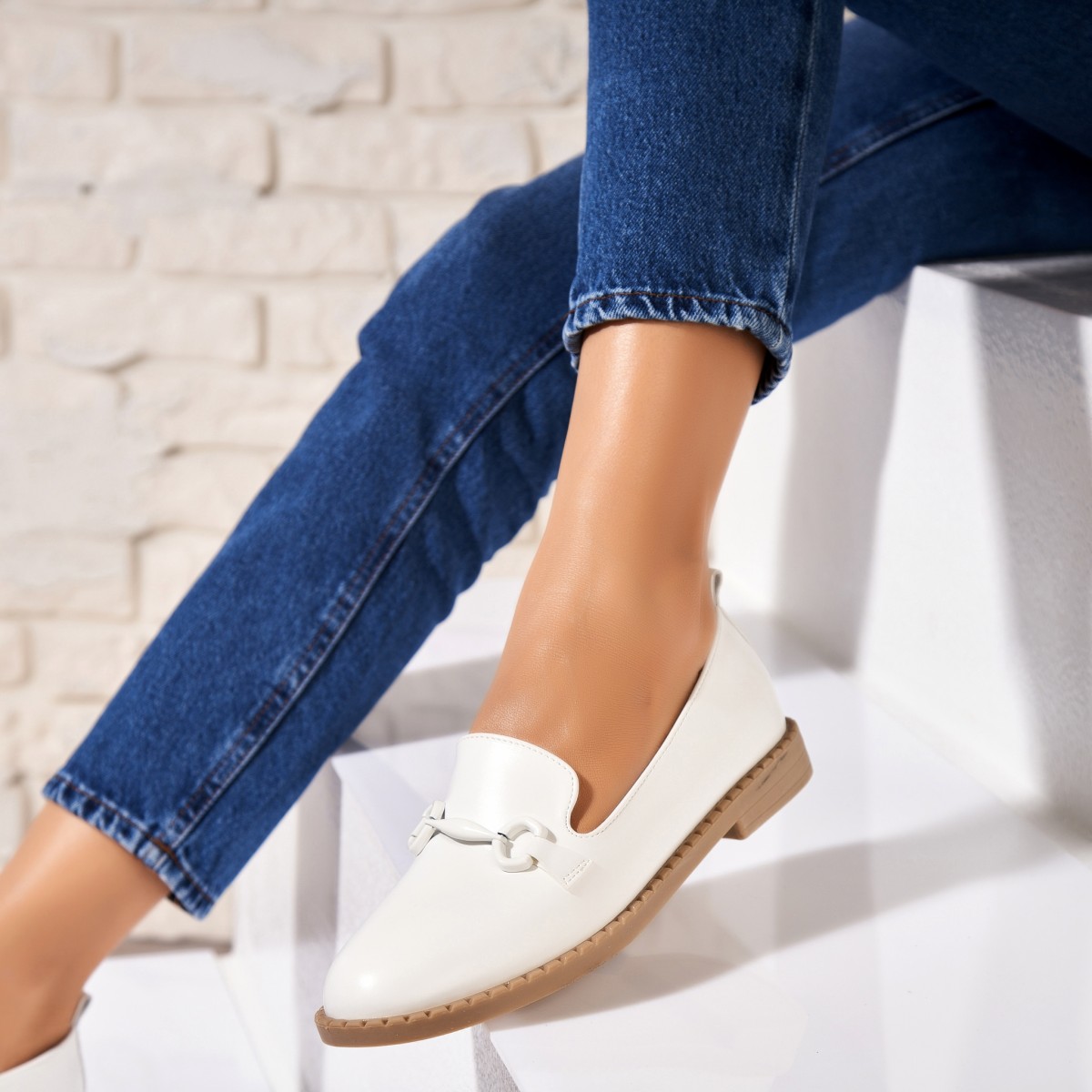 Poze Pantofi dama casual Albi din Piele Ecologica Azka