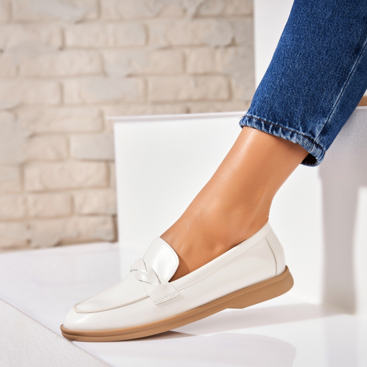 Poze Pantofi dama casual Albi din Piele Ecologica Osmara