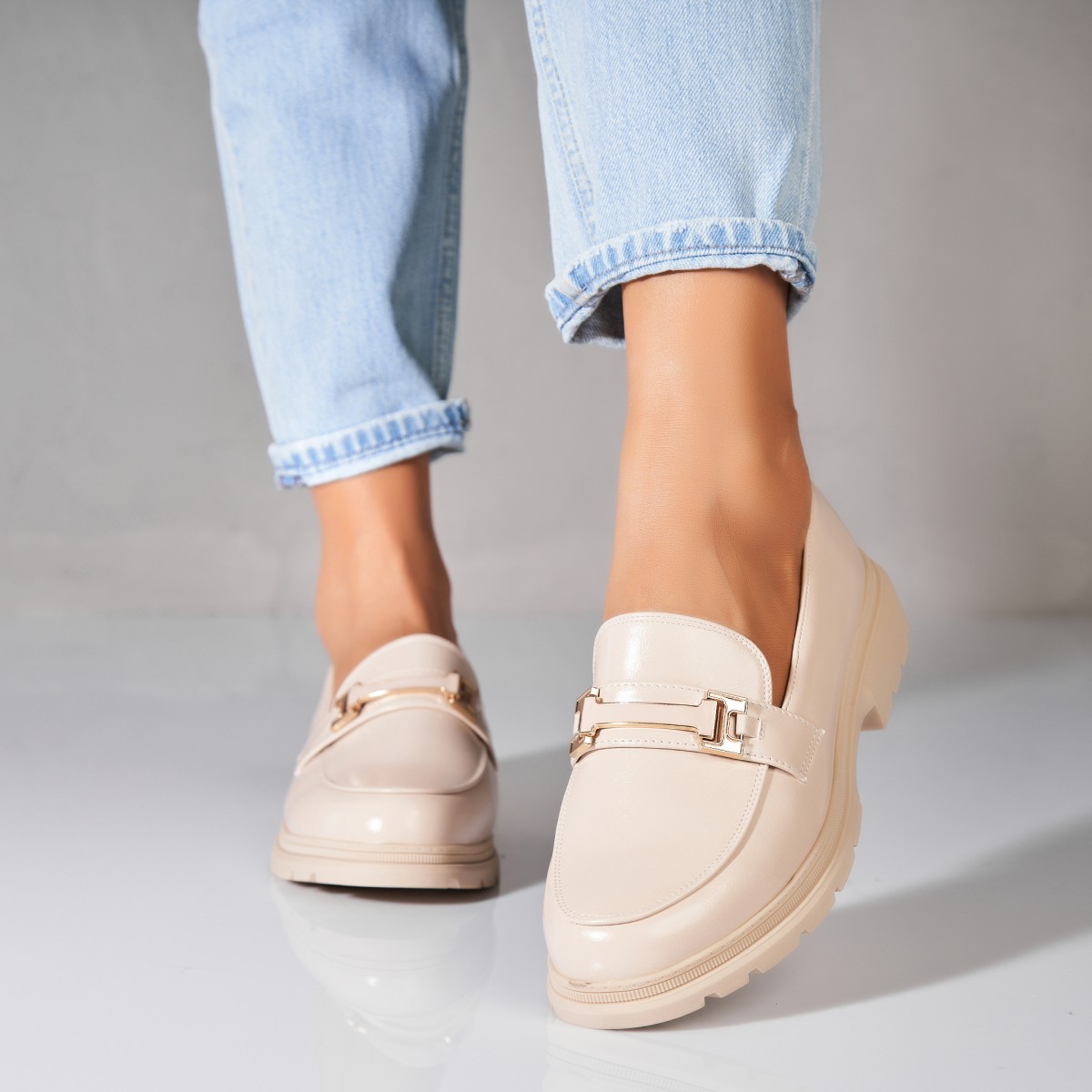 Poze Pantofi dama casual Bej din Piele Ecologica Caylan