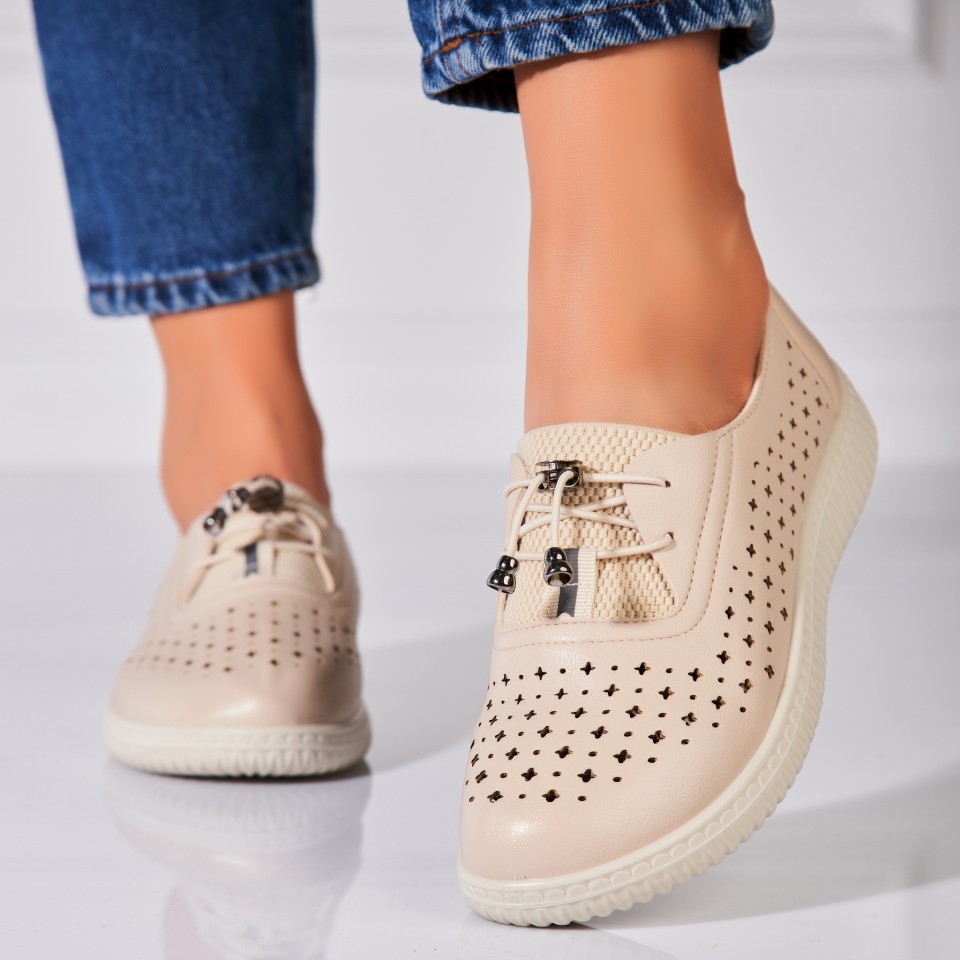 Poze Pantofi dama casual Bej din Piele Ecologica Esai