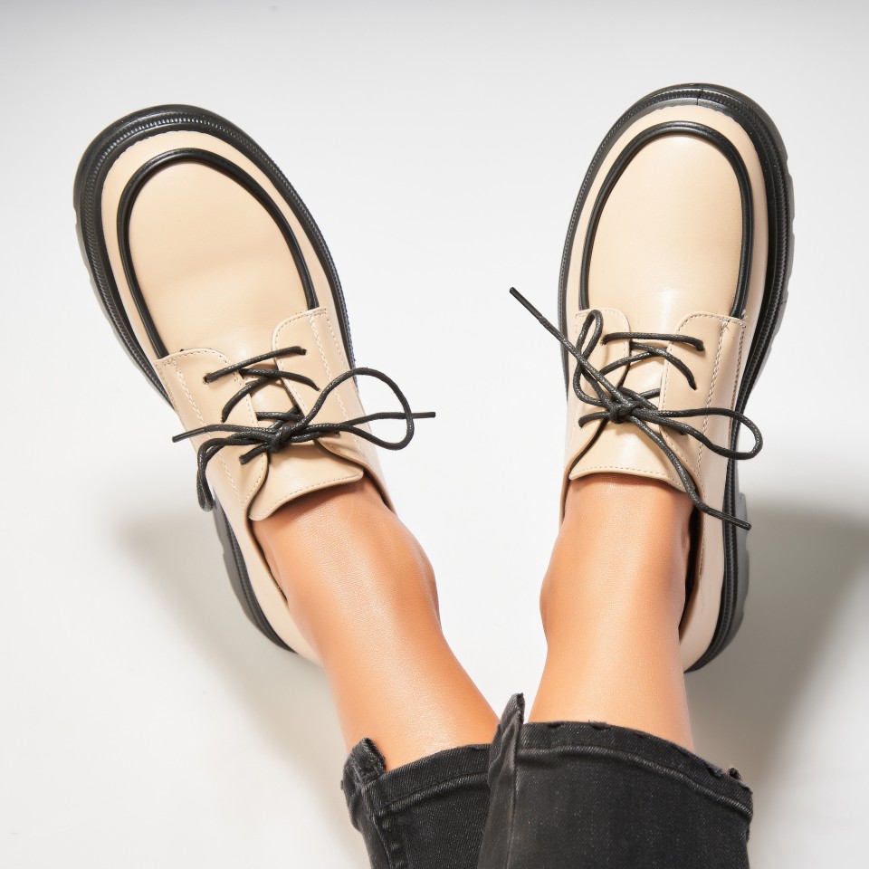 Poze Pantofi dama casual Bej din Piele Ecologica Hoora