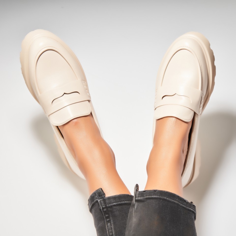 Poze Pantofi dama casual Bej din Piele Ecologica Kiyomi