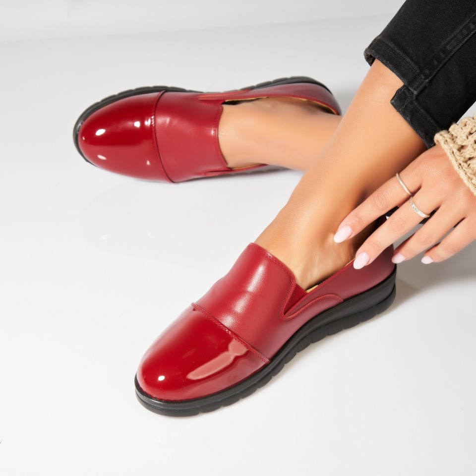 Poze Pantofi dama casual Bordo din Piele Ecologica Ikran