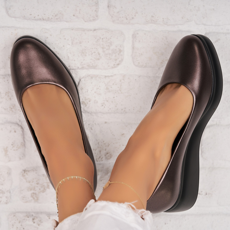 Poze Pantofi dama casual Bronz din Piele Ecologica Penny