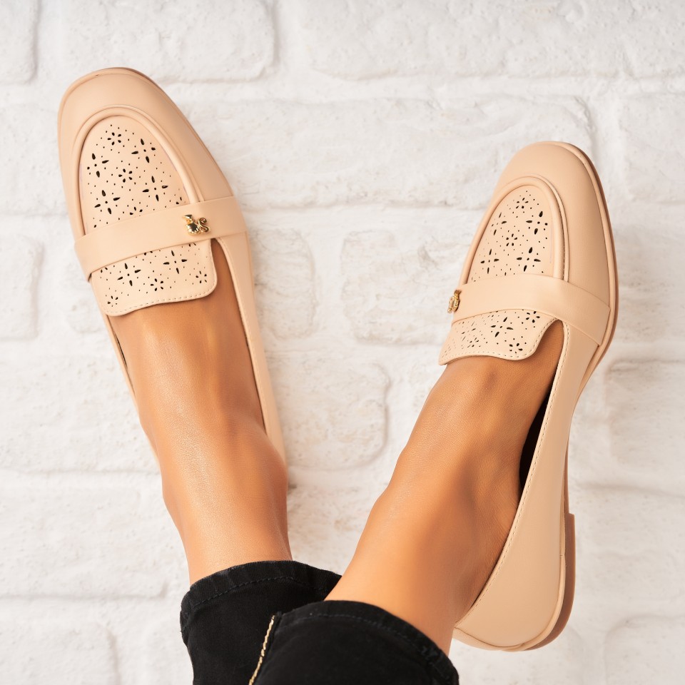 Poze Pantofi dama casual Crem din Piele Ecologica Zalah