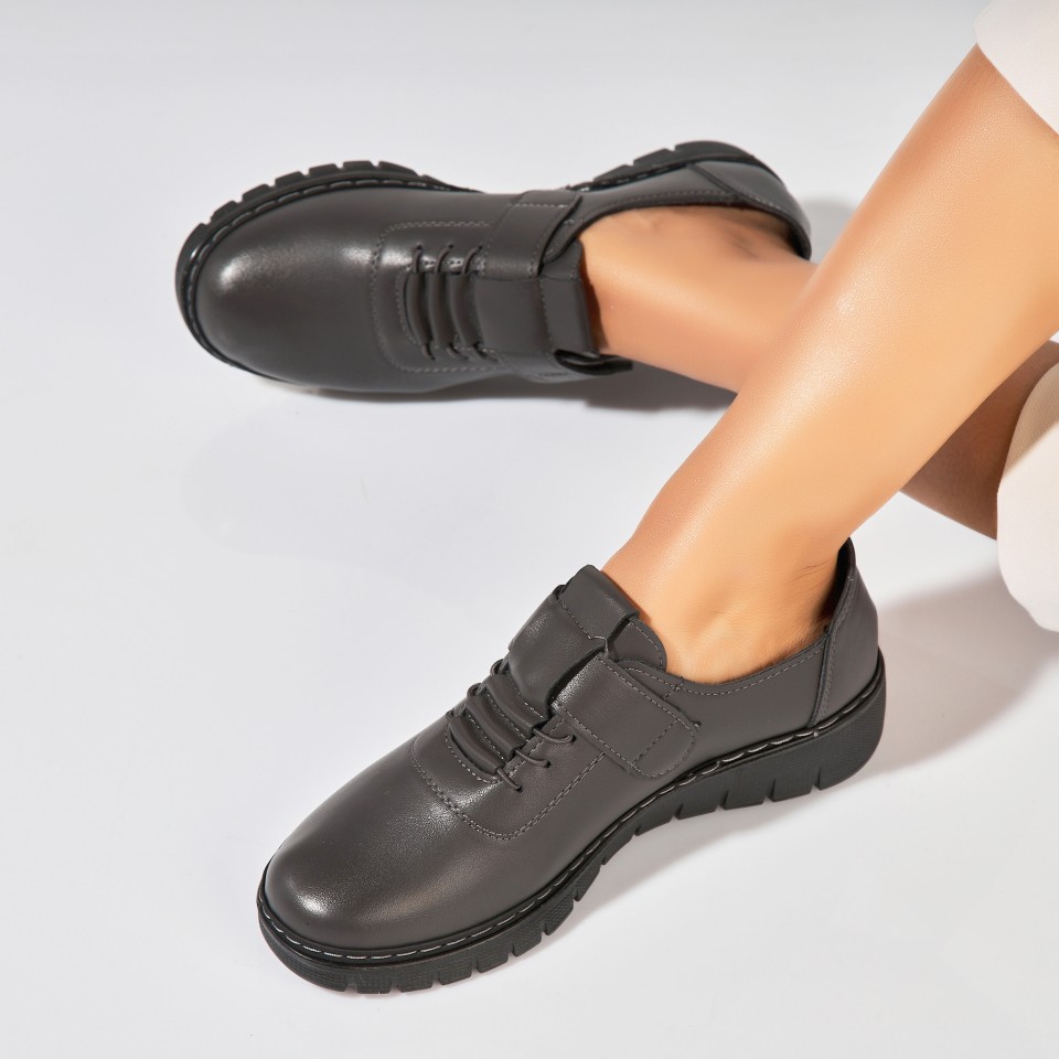 Poze Pantofi dama casual Gri din Piele Ecologica Azya