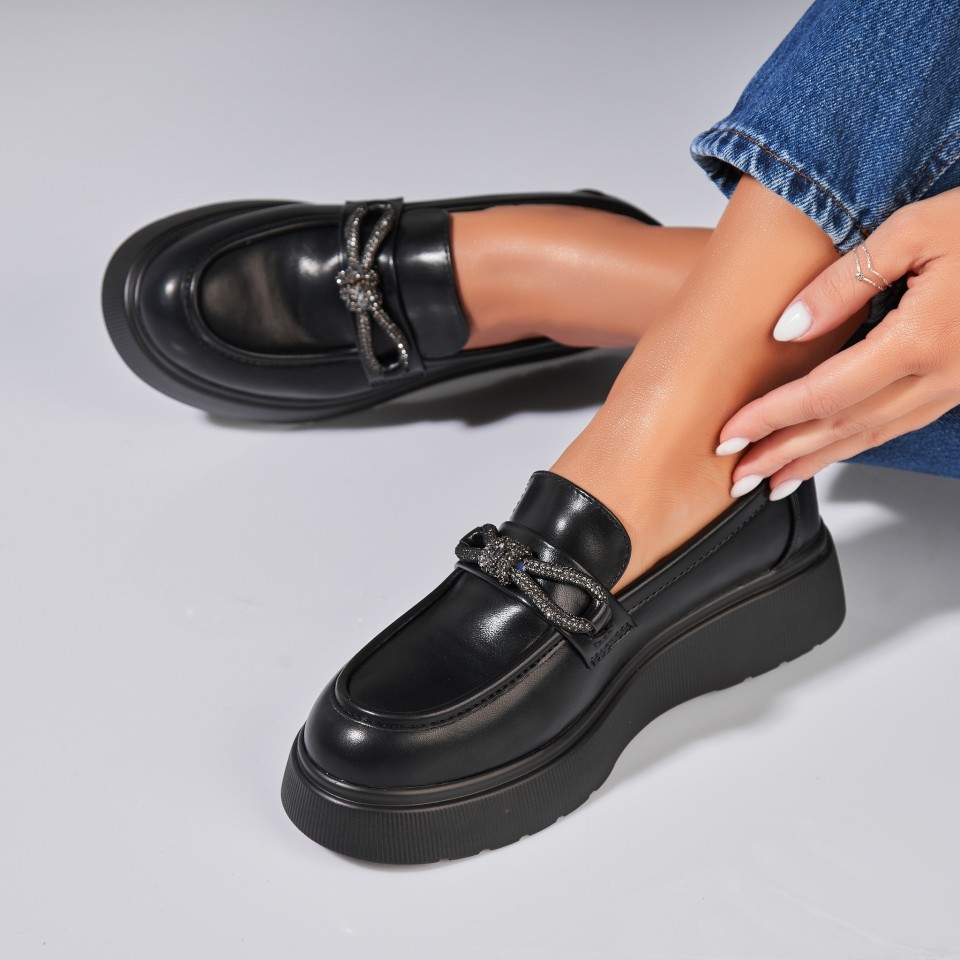 Poze Pantofi dama casual Negri din Piele Ecologica Aryn