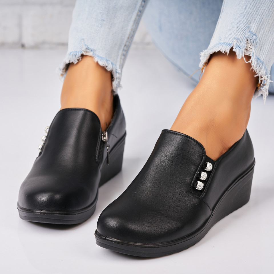 Poze Pantofi dama casual Negri din Piele Ecologica Asya