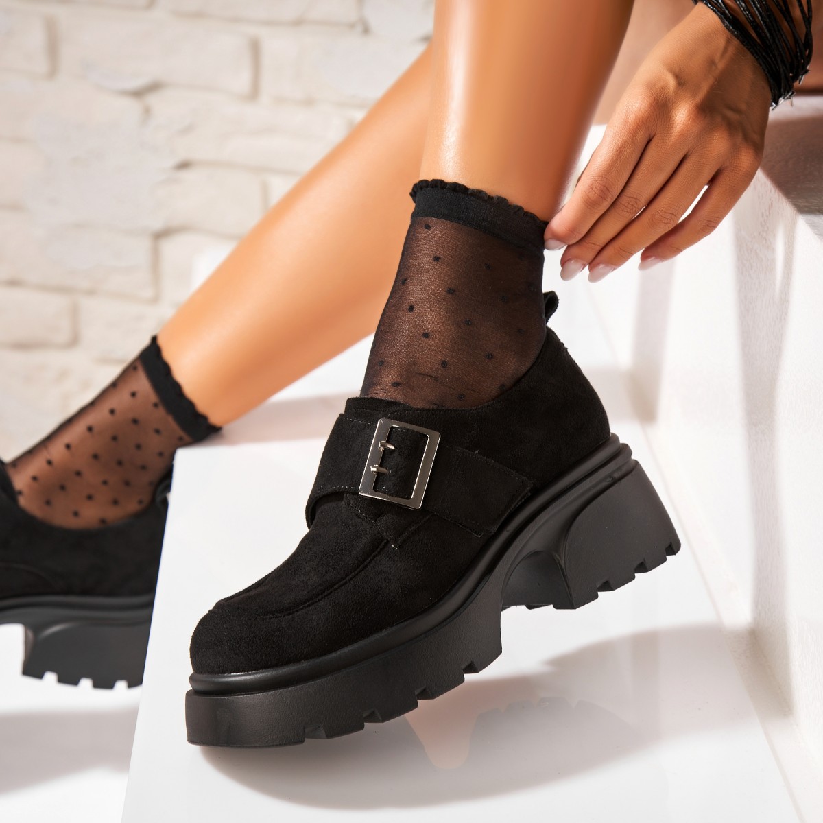 Poze Pantofi dama casual Negri din Piele Ecologica Intoarsa Nyeli2