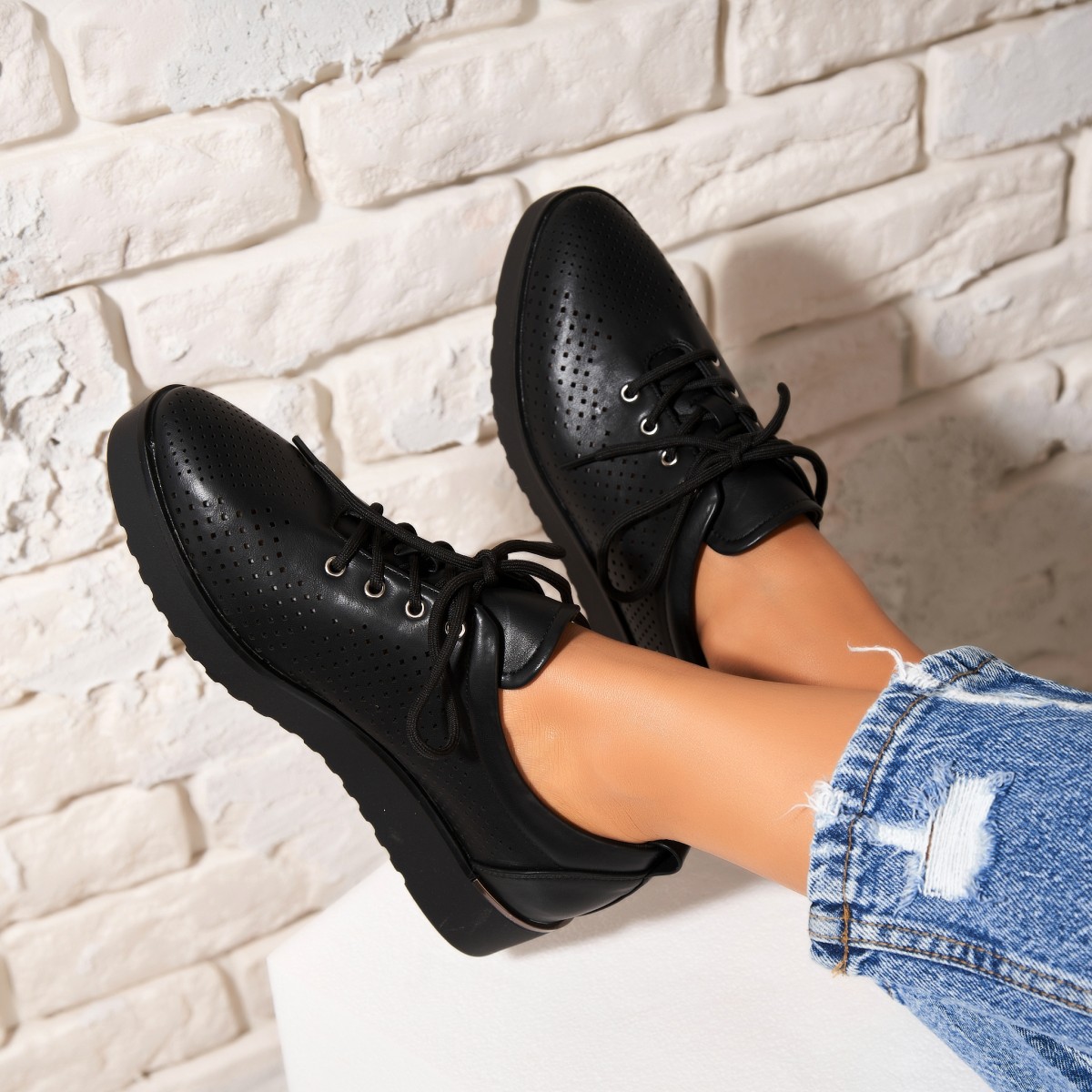 Poze Pantofi dama casual Negri din Piele Ecologica Jenin