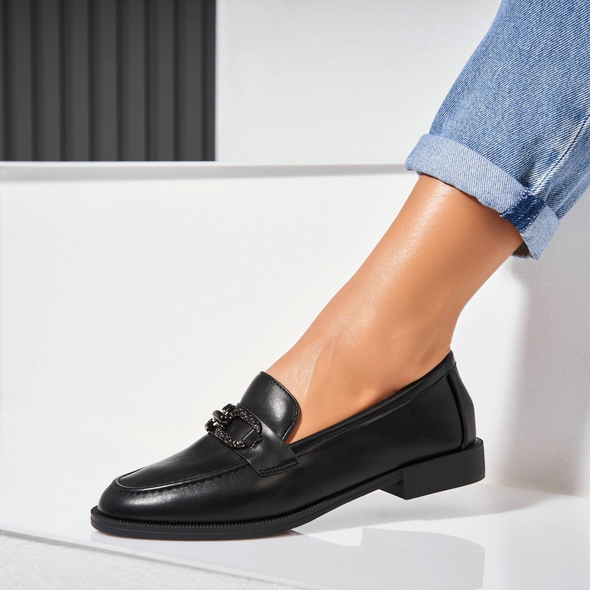 Poze Pantofi dama casual Negri din Piele Ecologica Kasra