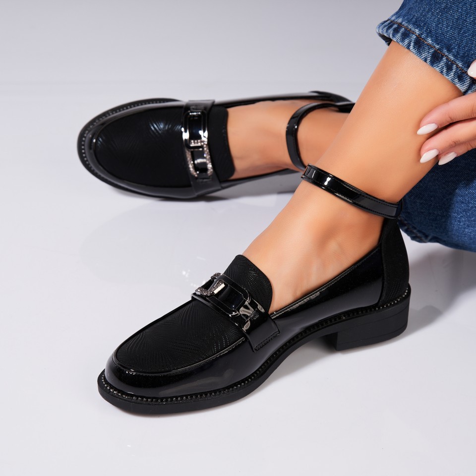 Poze Pantofi dama casual Negri din Piele Ecologica Lacuita Shein