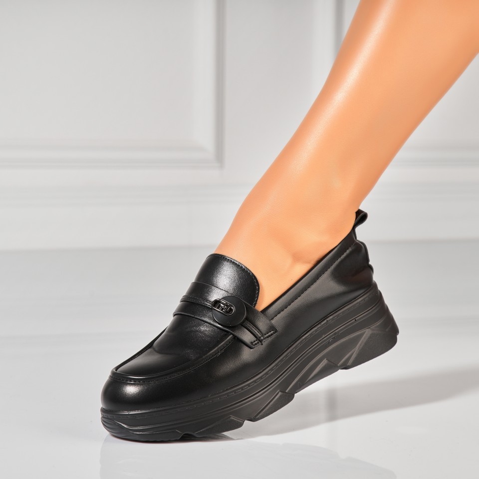 Poze Pantofi dama casual Negri din Piele Ecologica Sierra