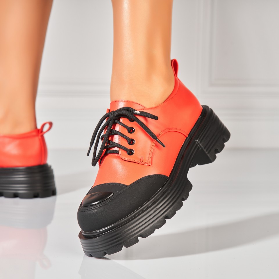 Poze Pantofi dama casual Portocalii din Piele Ecologica Heidi