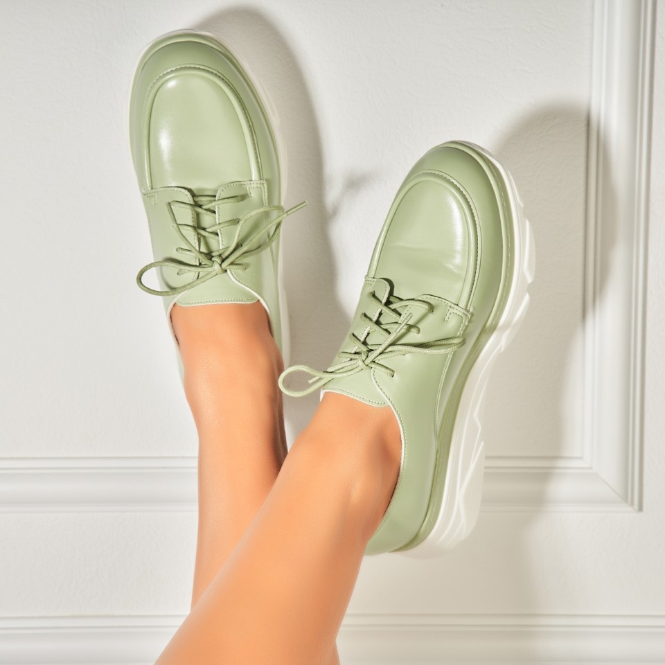 Poze Pantofi dama casual Verzi din Piele Ecologica Sione