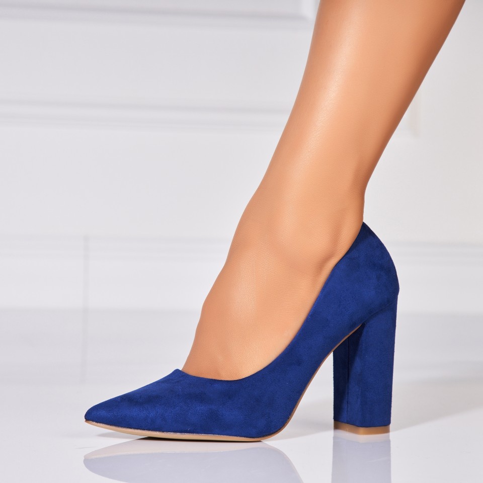 Poze Pantofi dama cu toc Bleumarin din Piele Ecologica Intoarsa Ikaia2