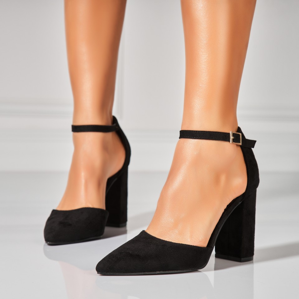 Poze Pantofi dama cu toc Negri din Piele Ecologica Intoarsa Aydin