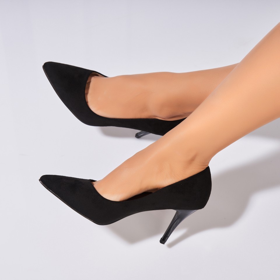 Poze Pantofi dama stiletto Negri din Piele Ecologica Intoarsa Isaly