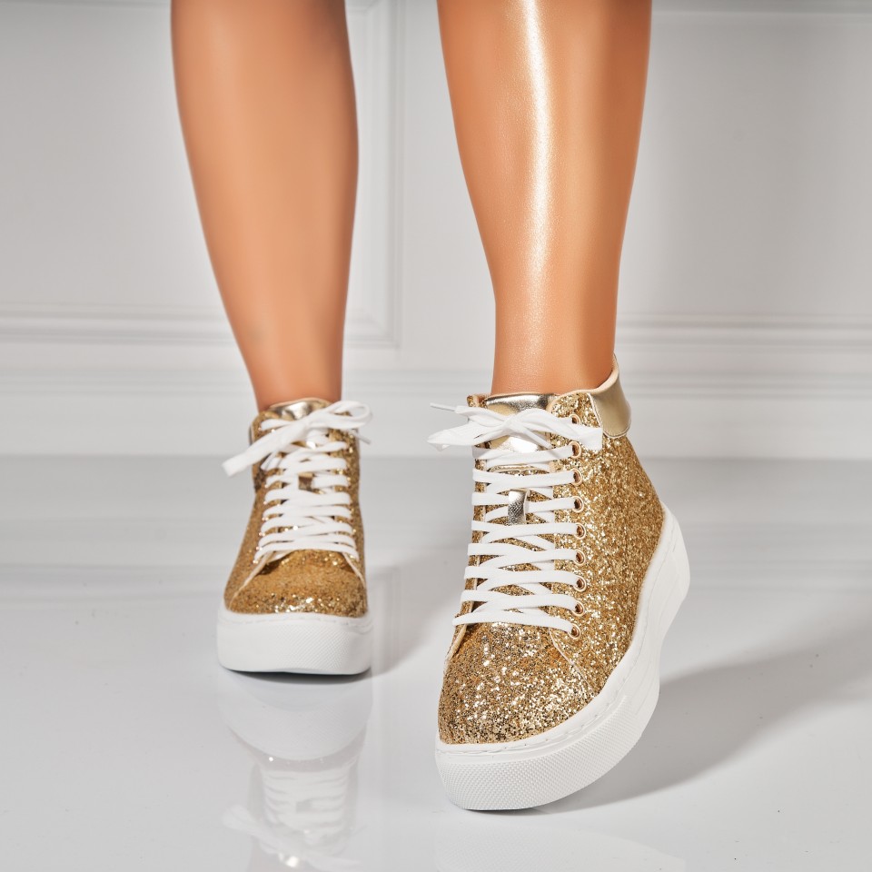 Poze Sneakersi dama Textil Auriu Kasiya