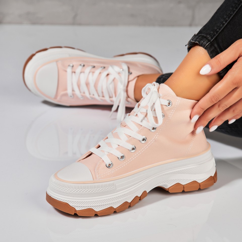 Poze Sneakersi dama Textil Roz Tessi