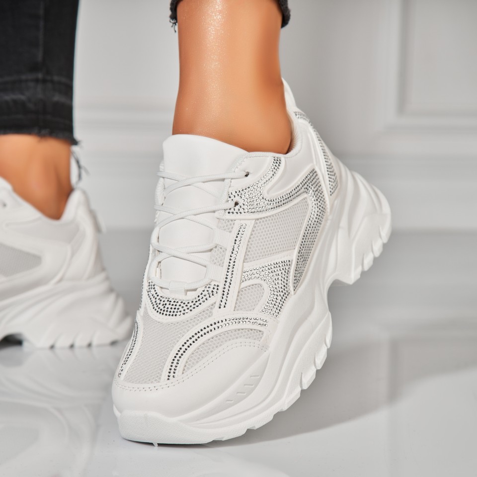 Poze Adidasi Dama Albi din Piele Ecologica Ivana