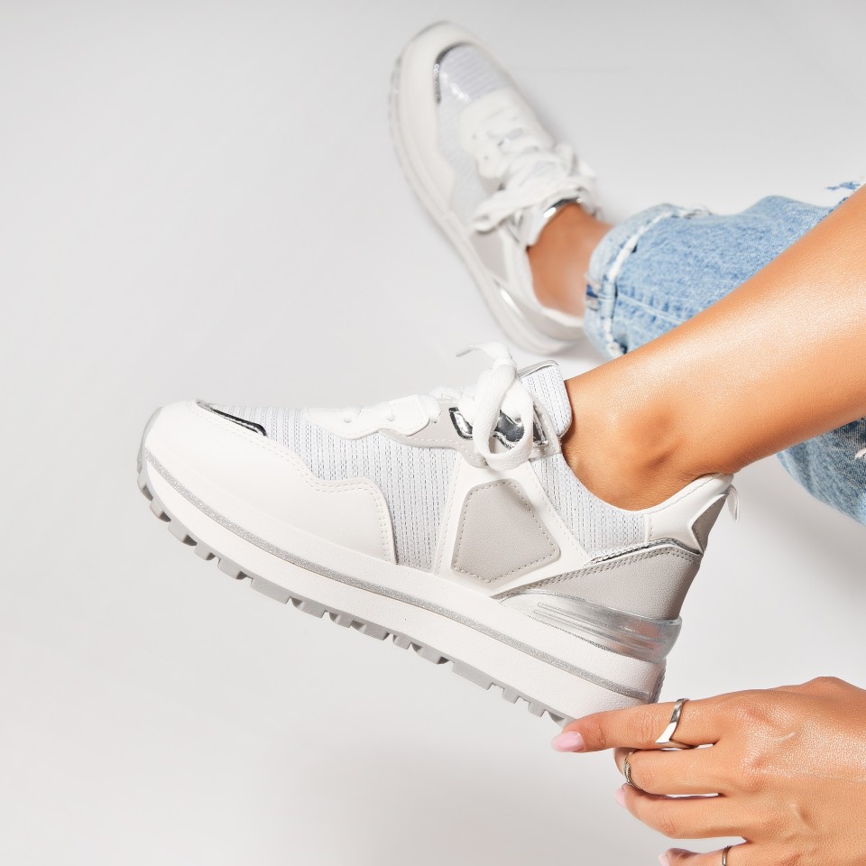 Poze Adidasi Dama Albi din Piele Ecologica Kamaya