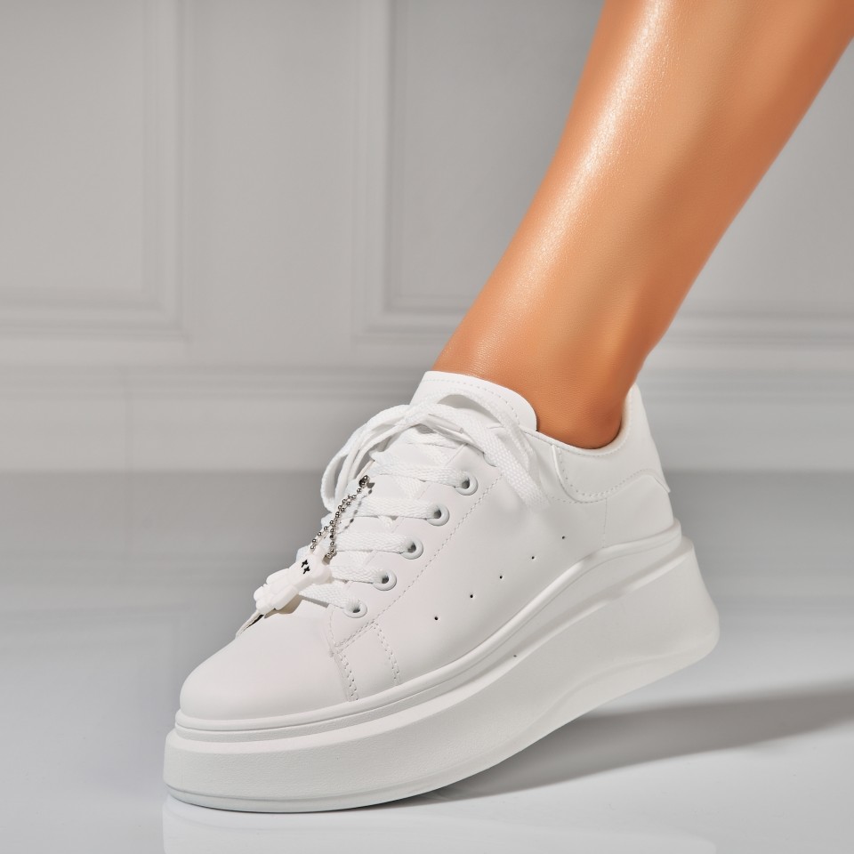 Adidasi Dama Albi din Piele Ecologica Yaremi Adidasi Dama Albi din Piele Ecologica Yaremi