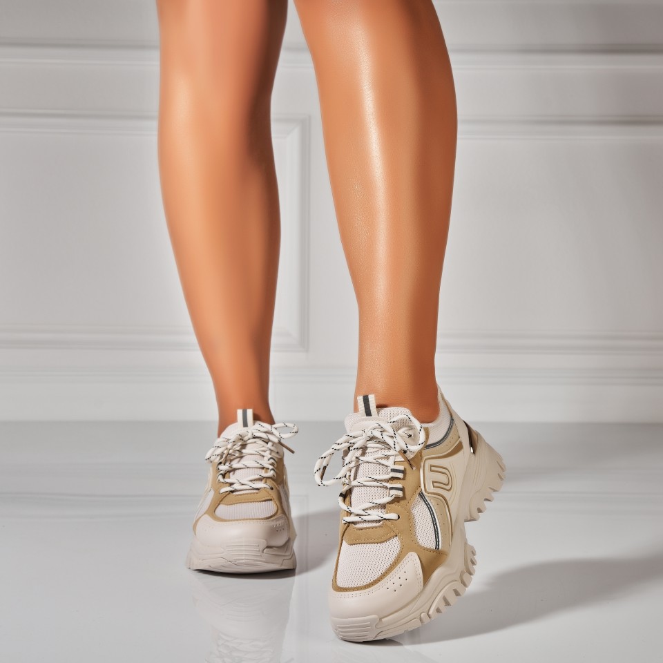 Poze Adidasi Dama Bej din Piele Ecologica Zahlee