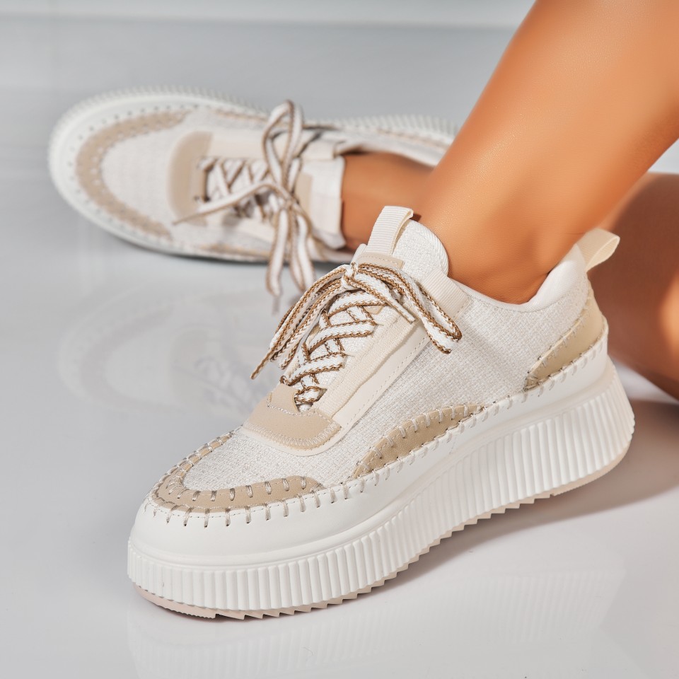 Poze Adidasi Dama Bej din Textil Elden