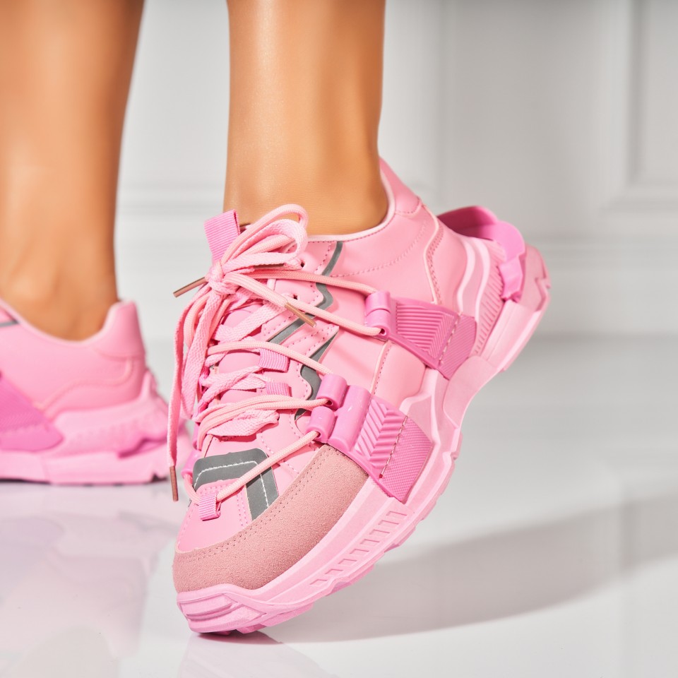 Poze Adidasi Dama Fucsia din Piele Ecologica Korie