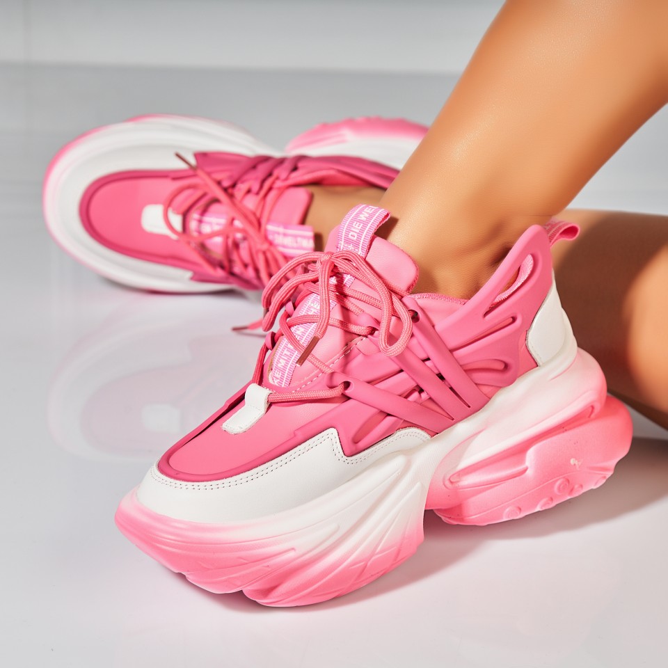 Poze Adidasi Dama Fucsia din Piele Ecologica Nasim