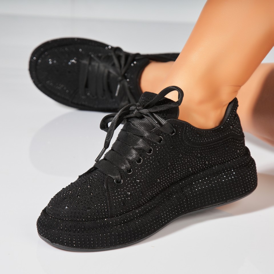 Poze Adidasi Dama Negri din Piele Ecologica Intoarsa Elver