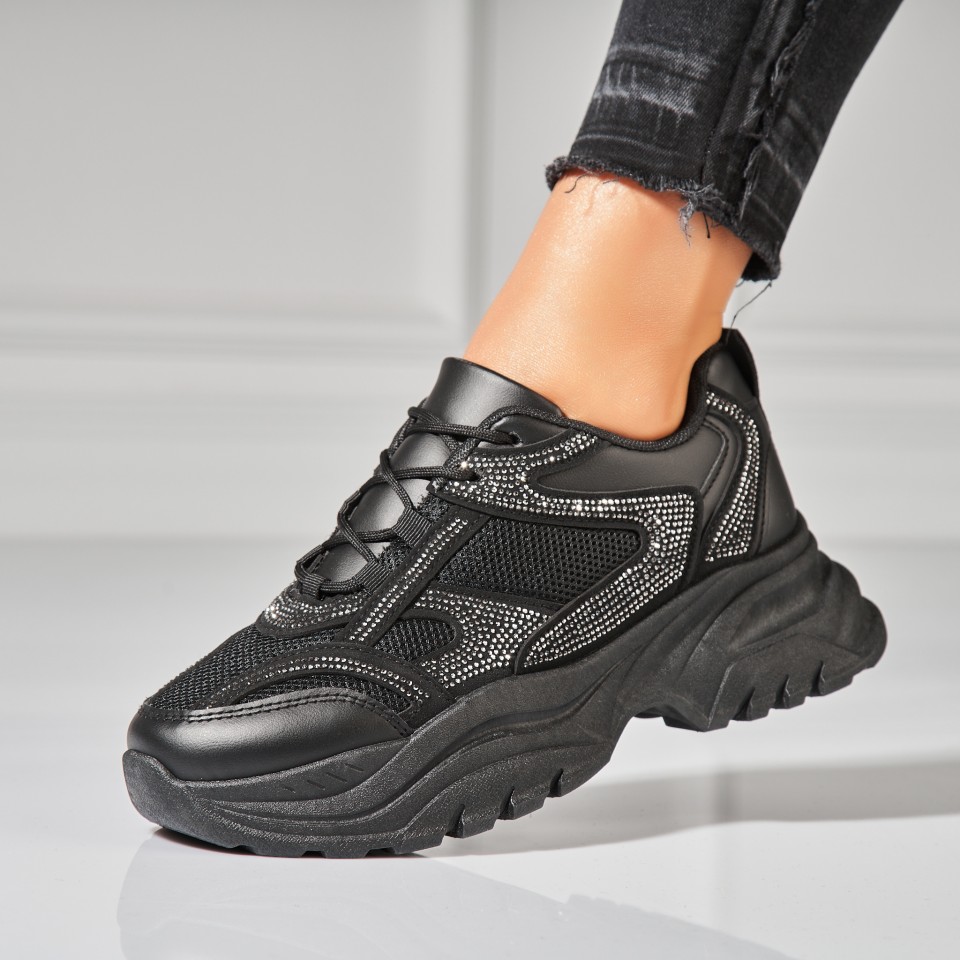 Poze Adidasi Dama Negri din Piele Ecologica Ivana