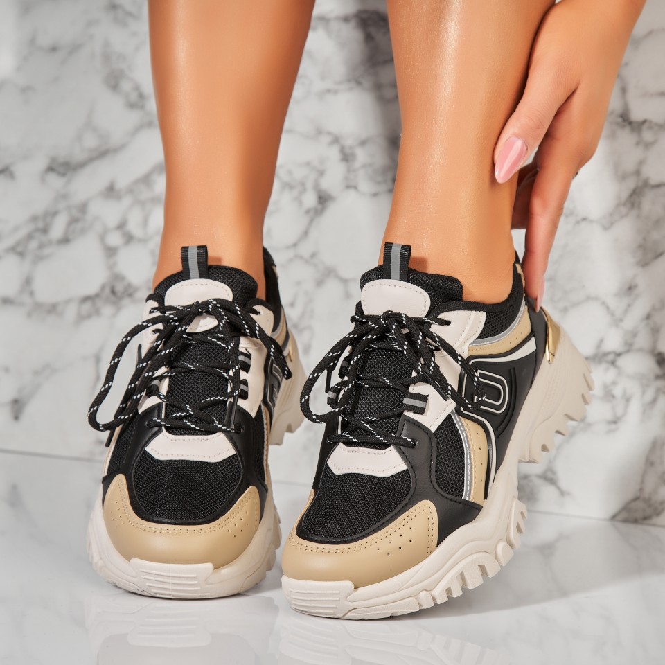 Poze Adidasi Dama Negri din Piele Ecologica Zahlee