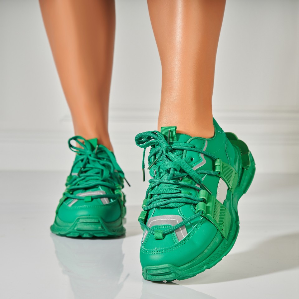 Poze Adidasi Dama Verzi din Piele Ecologica Korie