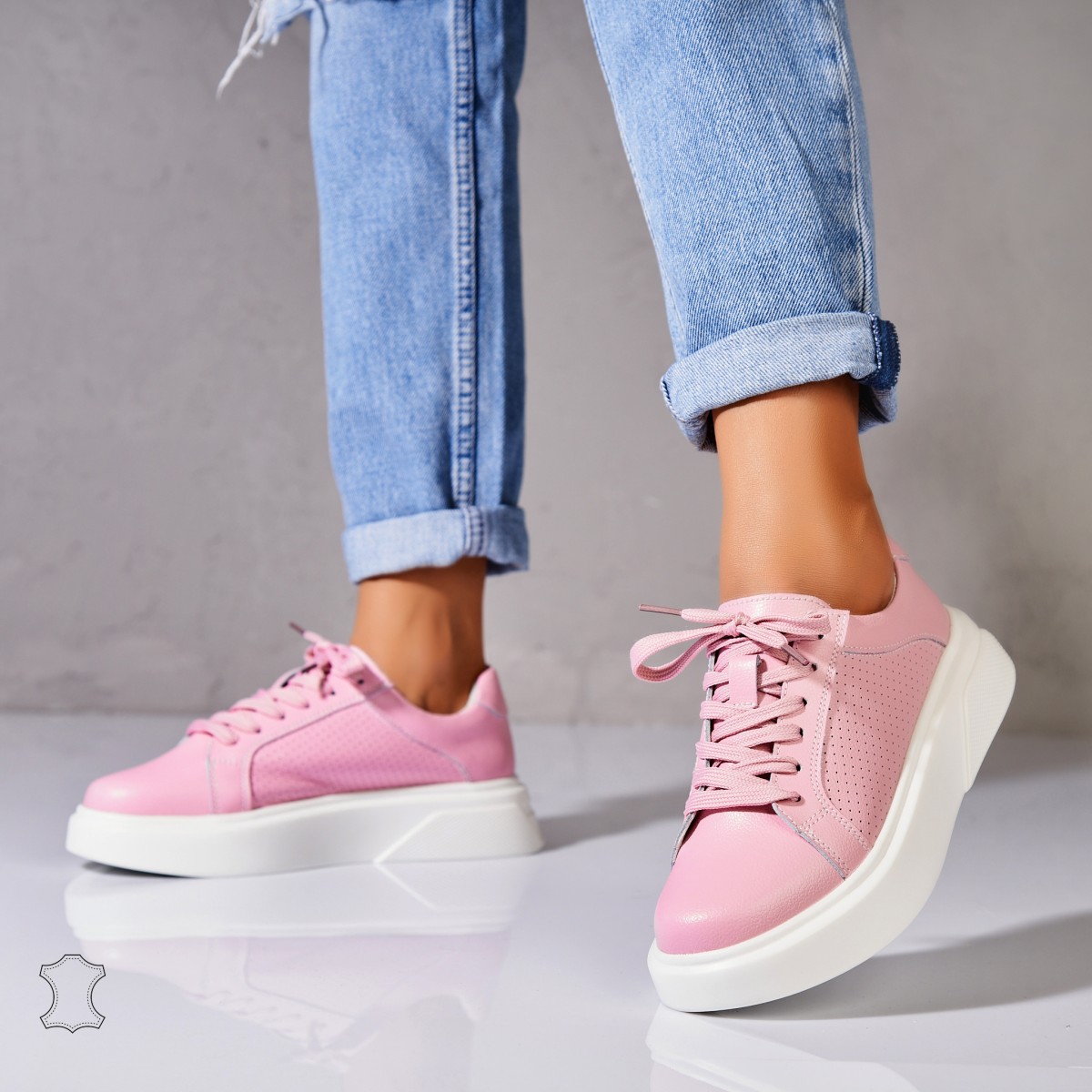 Poze Adidasi Piele Naturala Roz Sivan