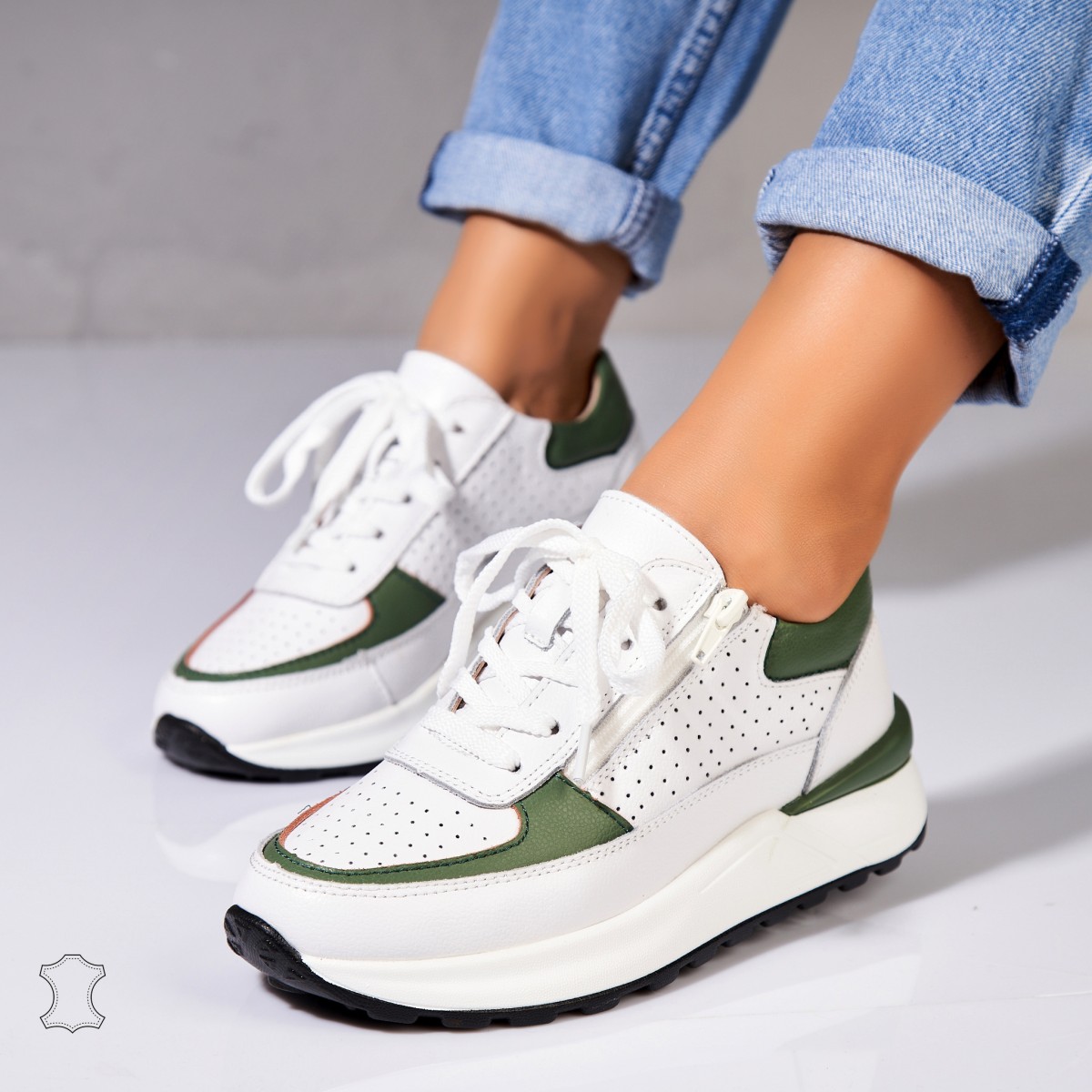 Poze Adidasi Piele Naturala Verzi Andrea