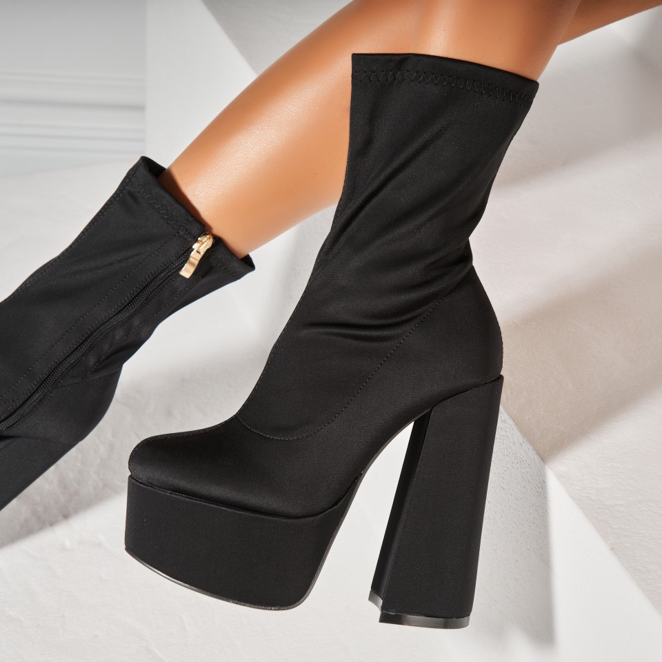 Poze Botine dama Elegante Negre din Textil Sayan