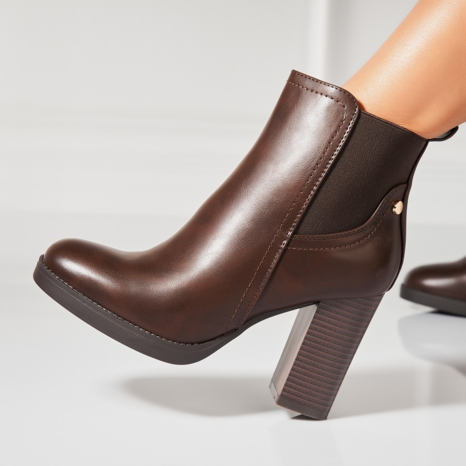 Poze Botine dama Imblanite Maro din Piele Ecologica Kenzle