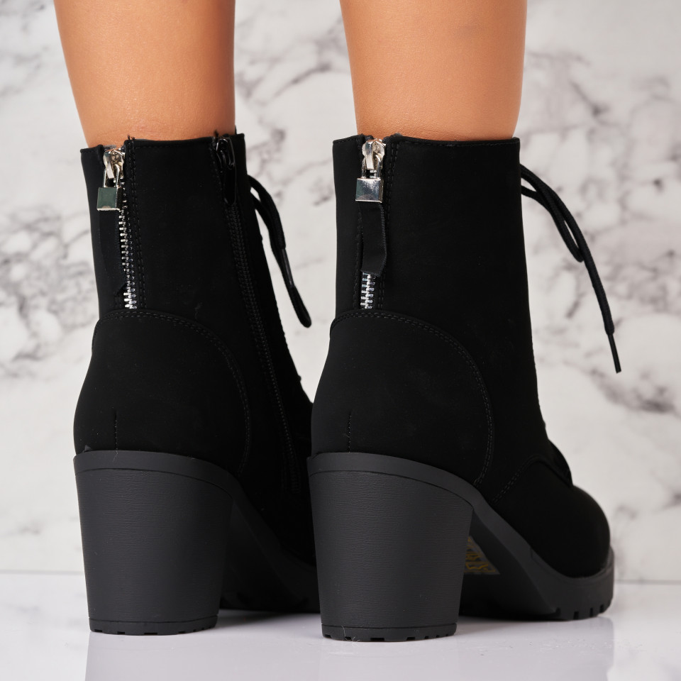 Poze Botine dama Imblanite Negre din Piele Ecologica Intoarsa Urji2