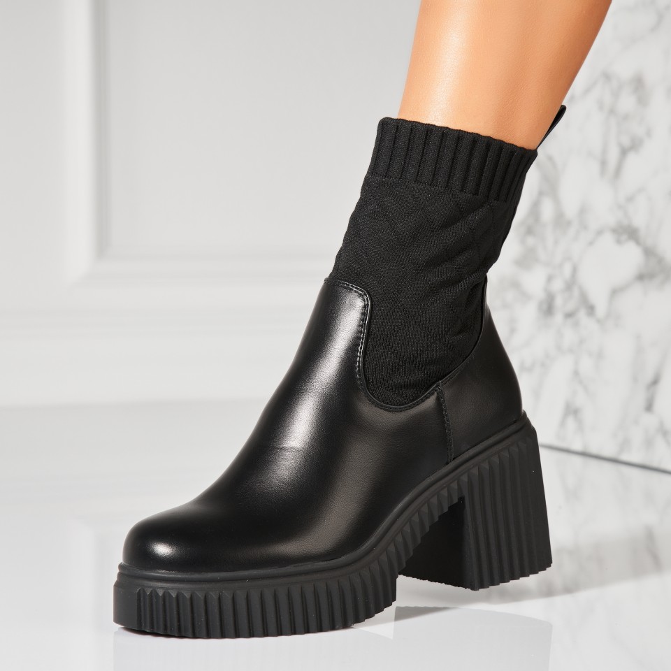 Poze Botine dama Imblanite Negre din Piele Ecologica Shauni