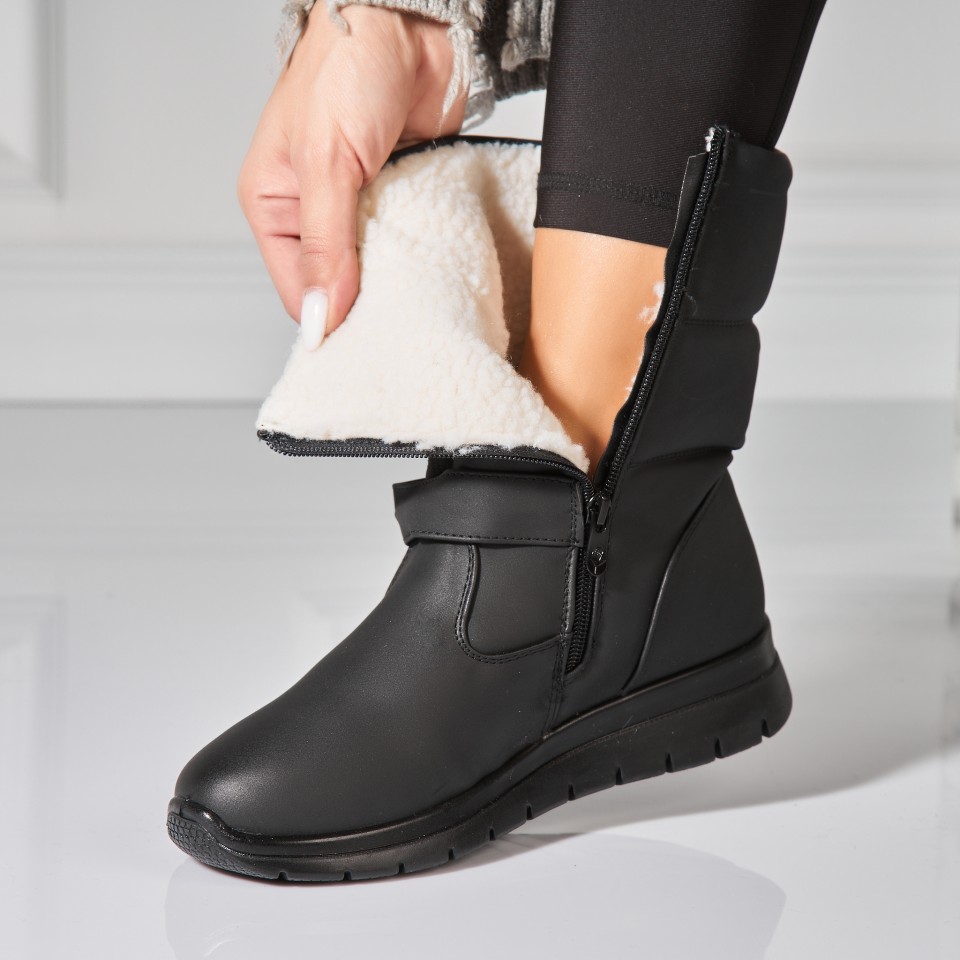 Poze Cizme Dama Imblanite Negre din Piele Ecologica Azalea