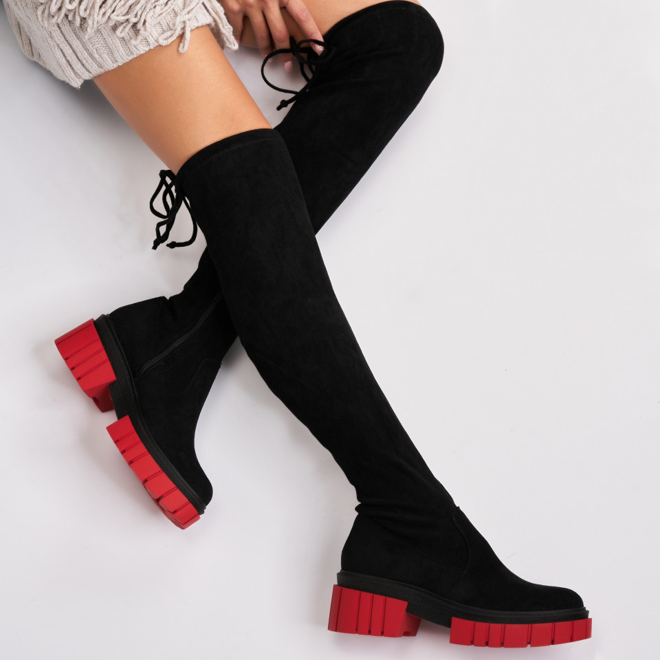 Poze Cizme Dama Imblanite Negre din Piele Ecologica Intoarsa Fareeha2