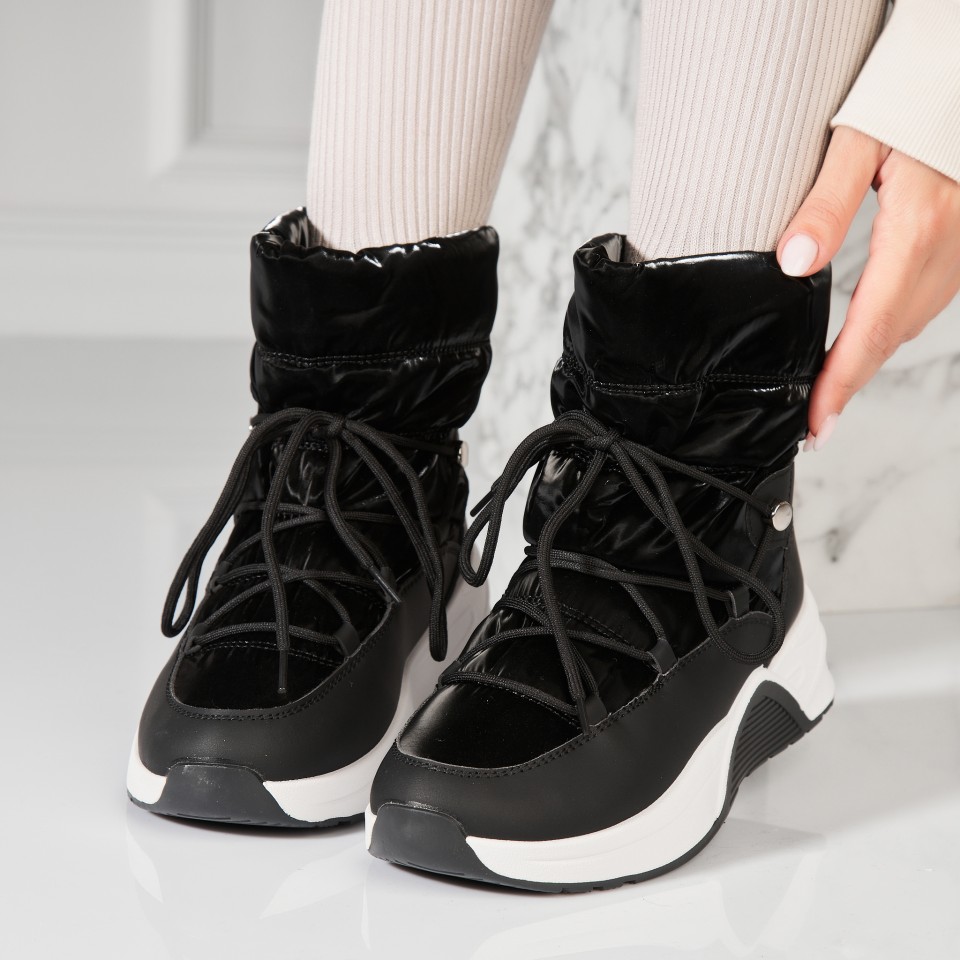 Poze Cizme Dama Imblanite Negre din Piele Ecologica Keyla