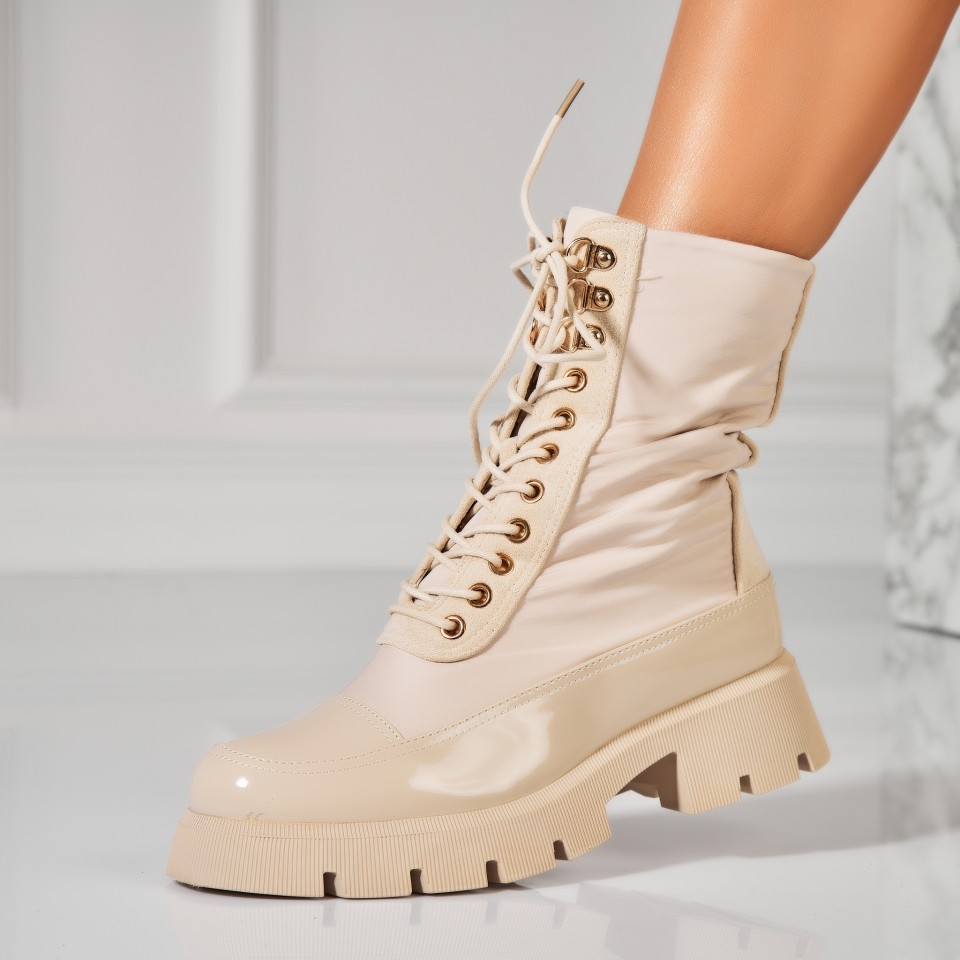 Poze Ghete Dama Imblanite Bej din Fas Livvy