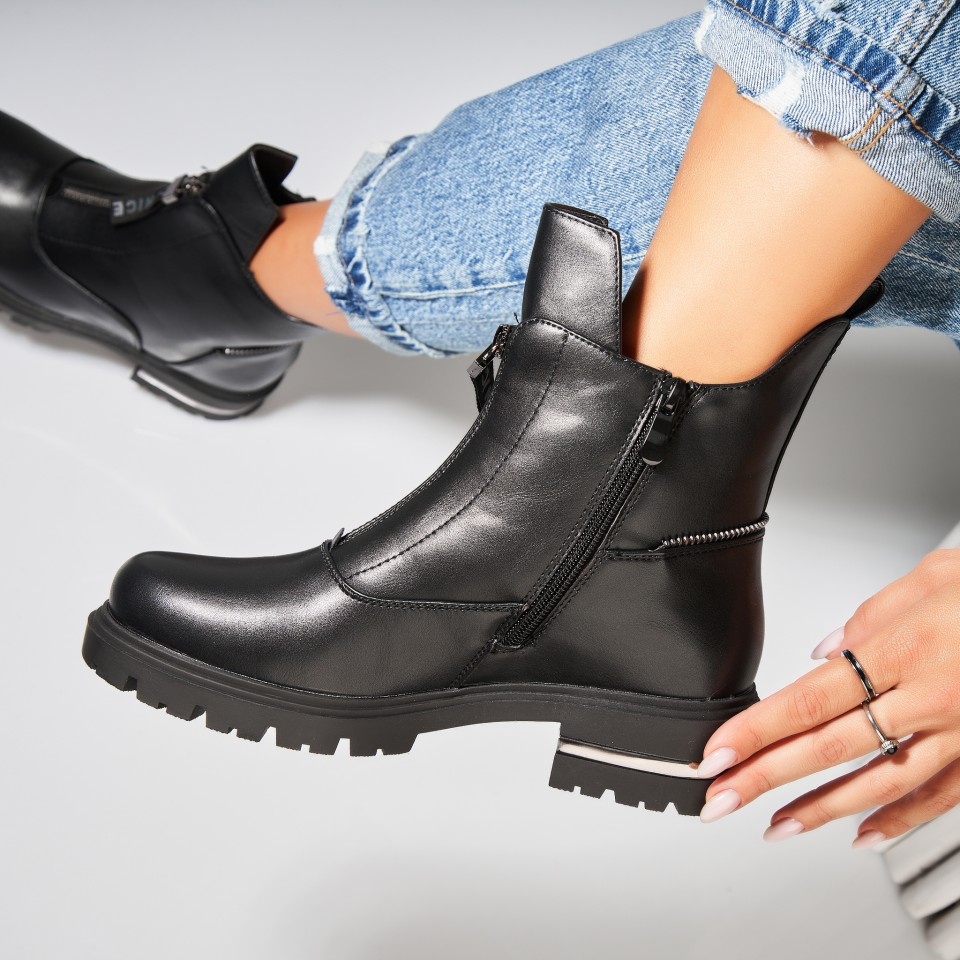 Poze Ghete Dama Imblanite Negre din Piele Ecologica Alara