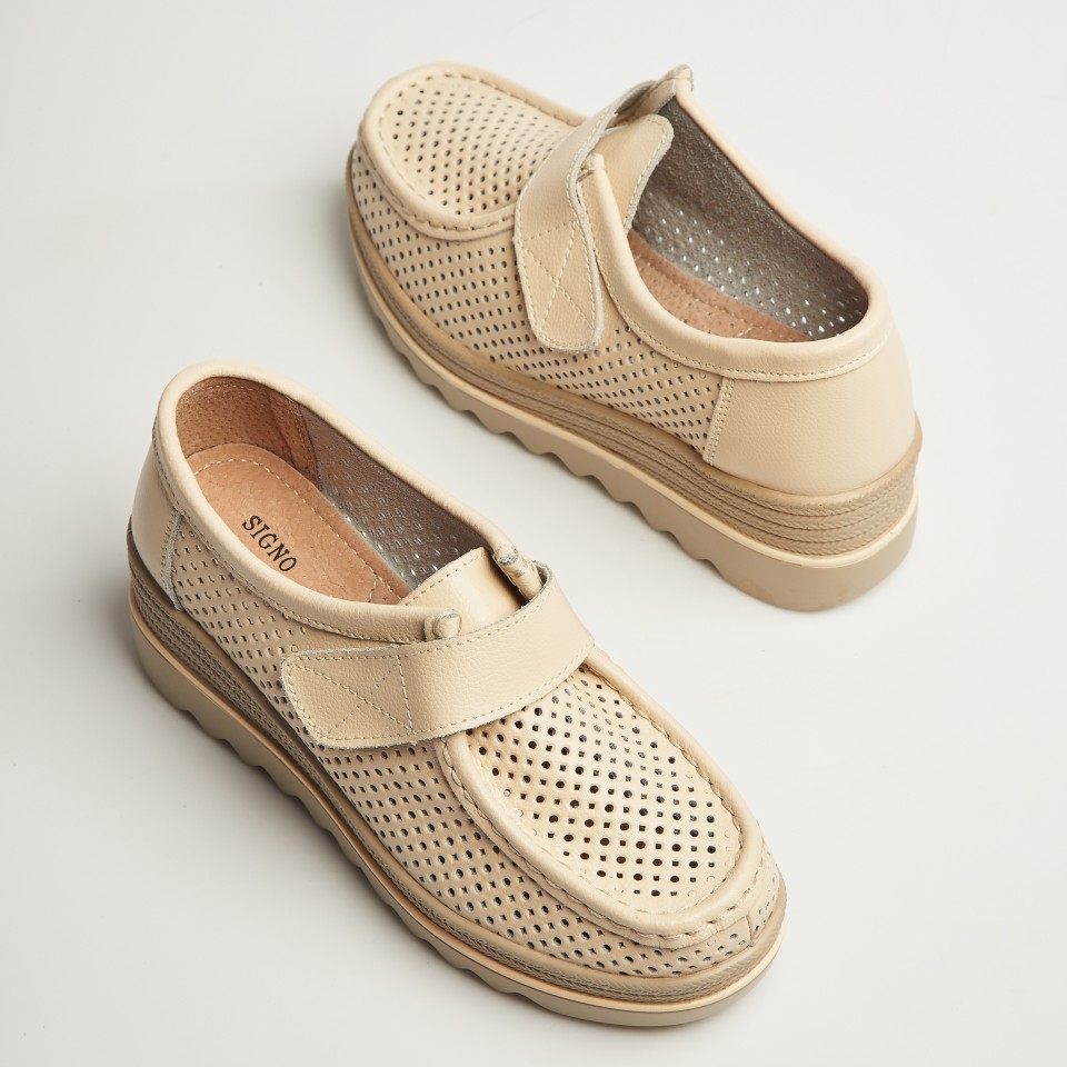 Poze Mocasini dama Piele Naturala Bej Kya