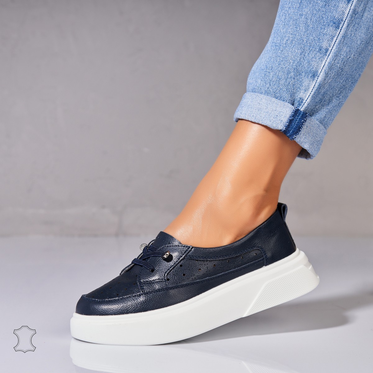 Poze Mocasini dama Piele Naturala Bleumarin Imre