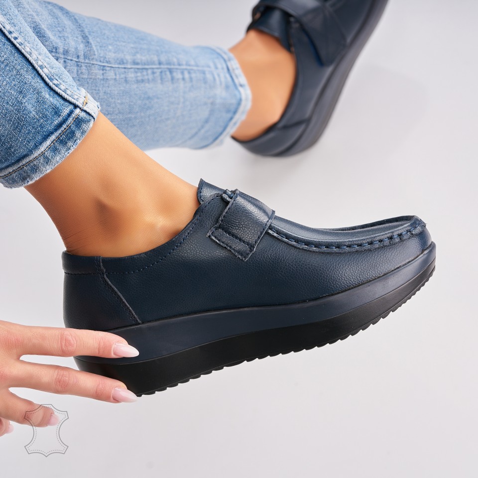 Poze Mocasini dama Piele Naturala Bleumarin Saya