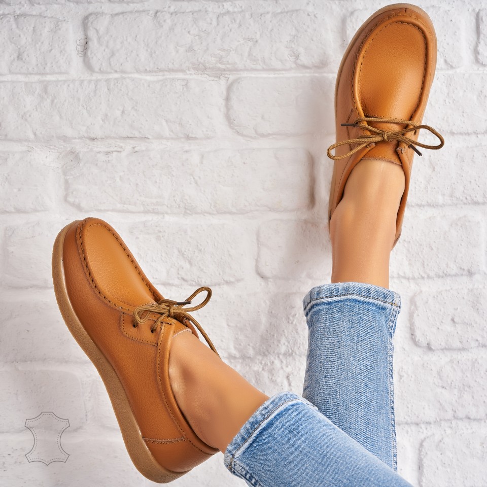 Poze Mocasini dama Piele Naturala Camel Harla